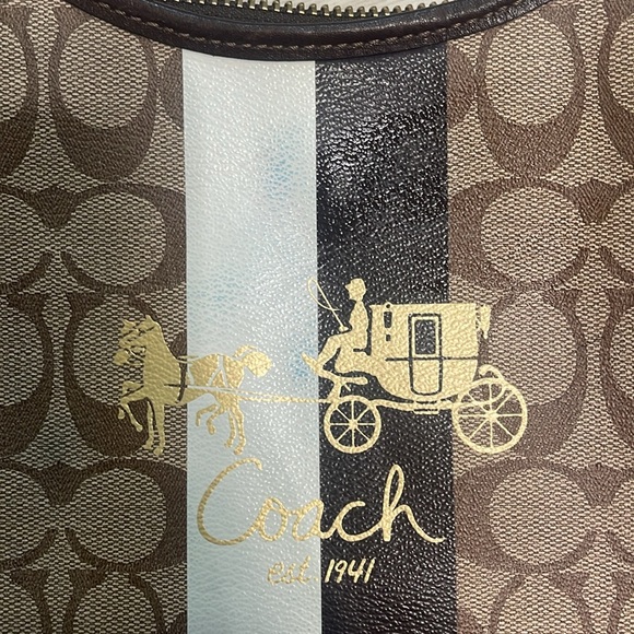 Authentic Coach No. K0868-13193 Heritage Striped Brown Hobo Shoulder Bag - Picture 4 of 17